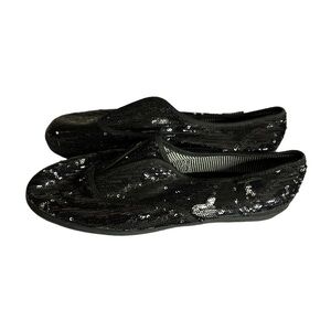 Alice + Olivia for Keds Black Sequined Slip on Sneakers Size 9